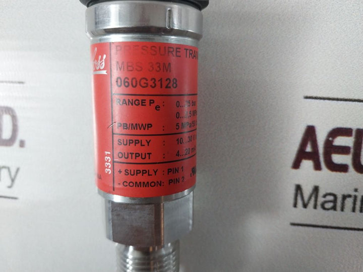 Danfoss Mbs 33M Pressure Transmitter 060G3128 0…25 Bar
