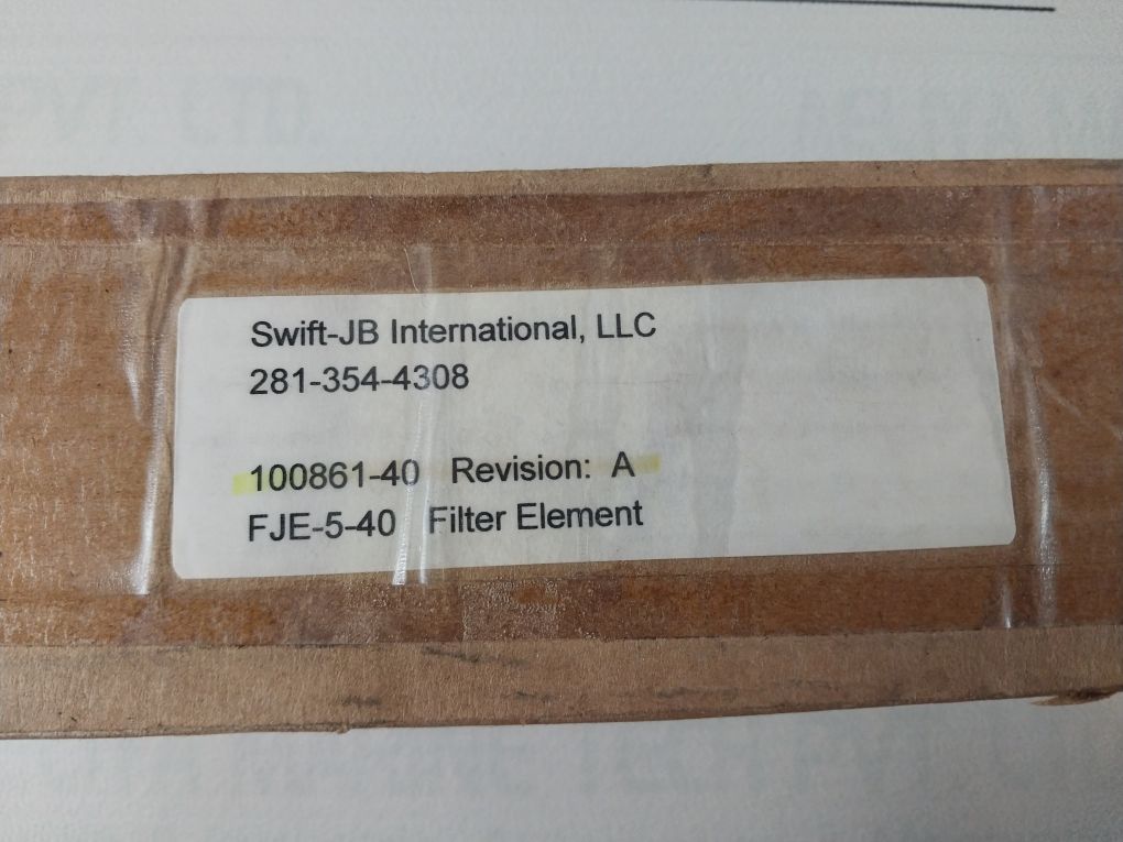 Swift-jb International Fje-5-40 Revision: A Filter Element