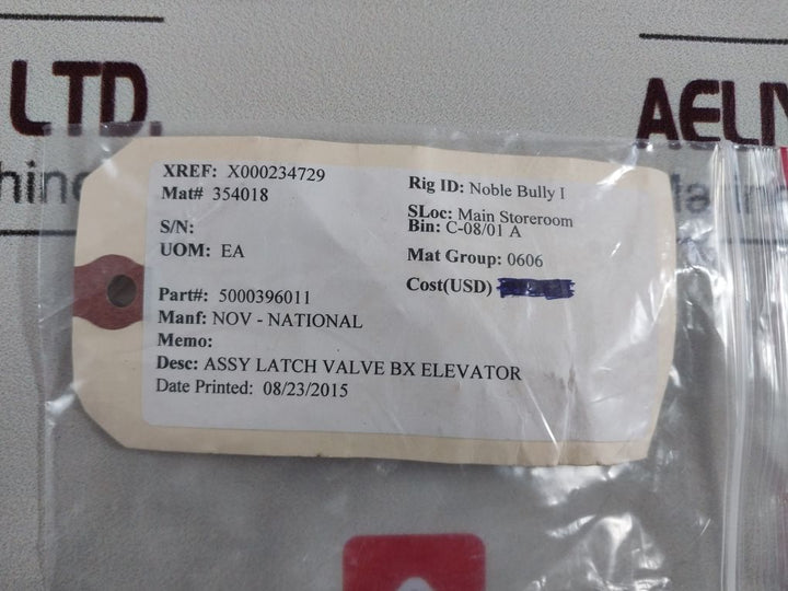 Nov 50003960-11 Assy Latch Valve Bx Elevator