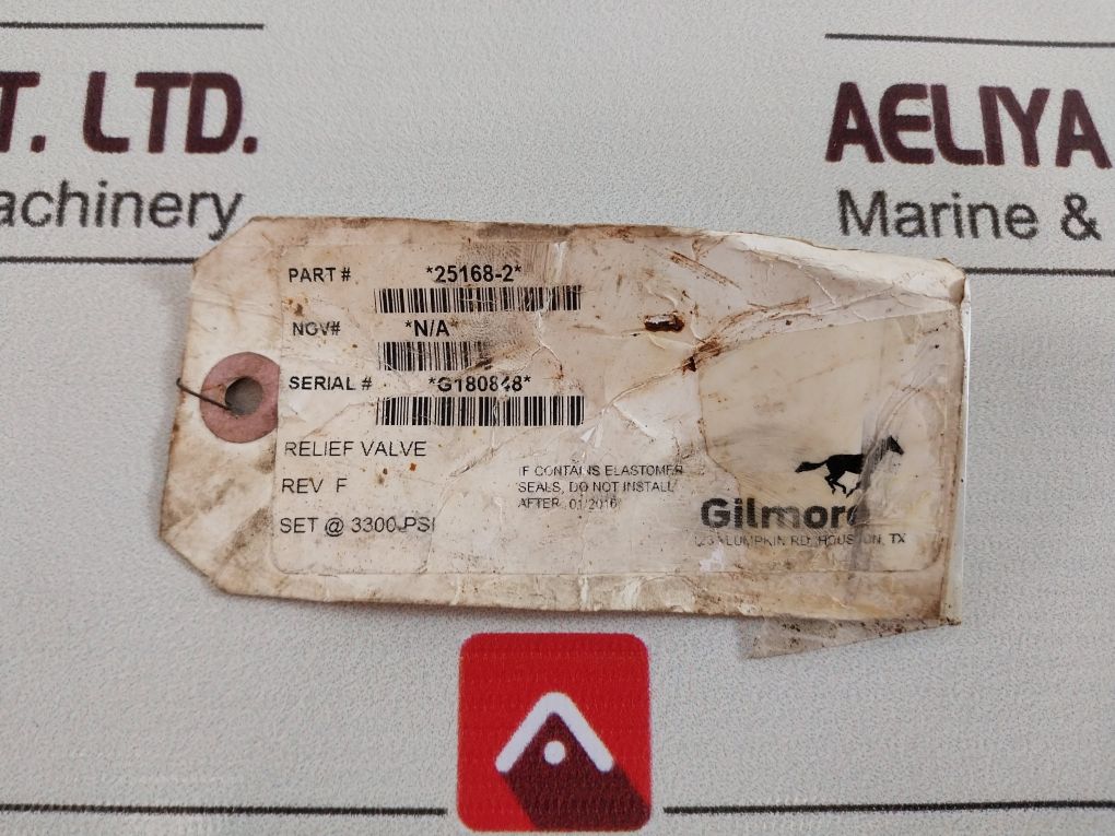 Gilmore 25168-2-3300 Pressure Relief Valve 25168-2 Rev.F