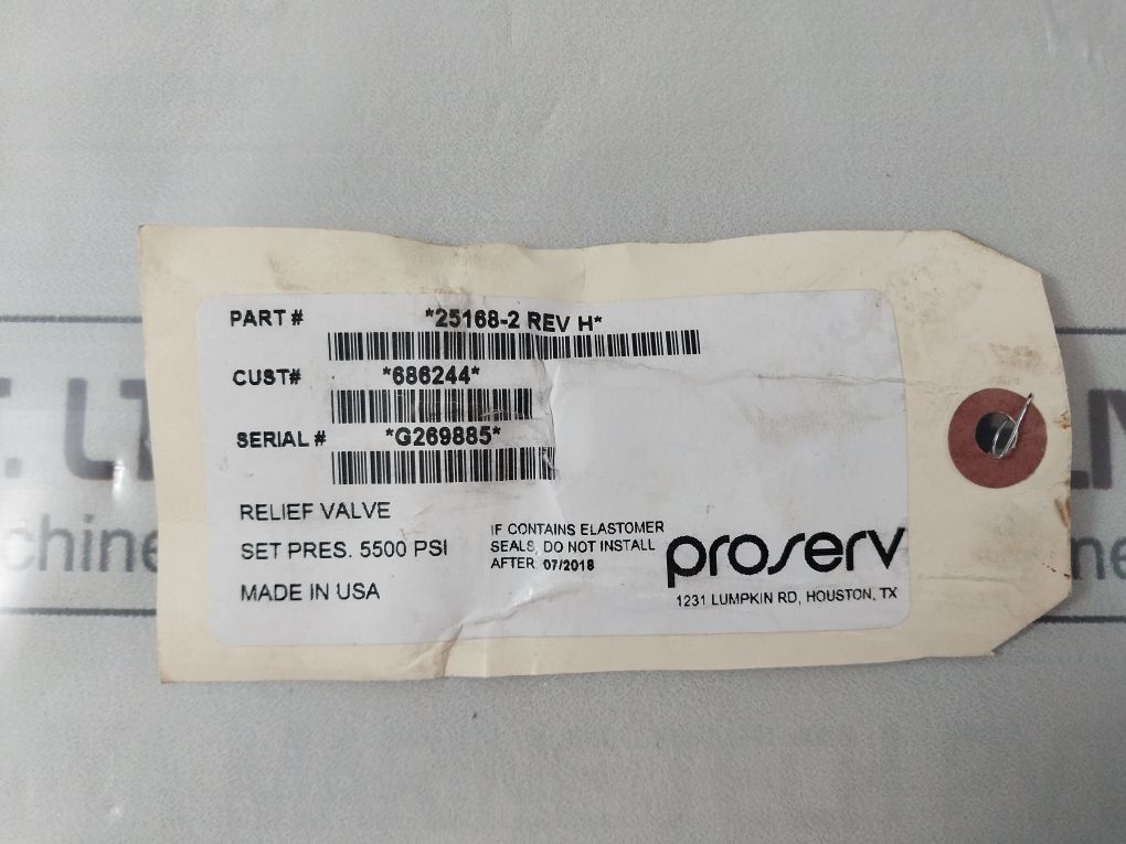 Gilmore 25168-2 Pressure Relief Valve Rev.H