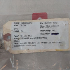 Gilmore 25168-2-5500 Relief Valve 25168-2 6000 Psi