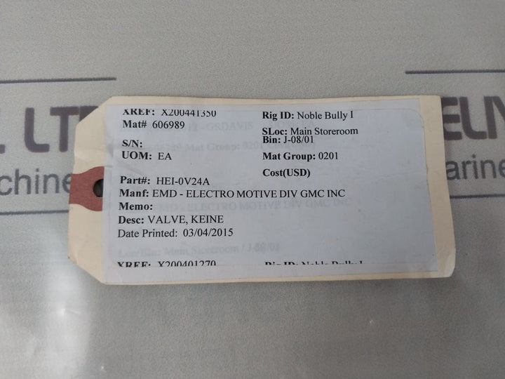 Kiene/Emd V-24A V-line Indicator Valve Hei-0V24A Ic557