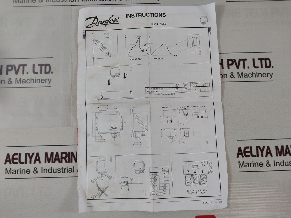 Danfoss Kps 37 Pressure Switch 060-3101 Pb 22 Bar/Mwp 320 Psig