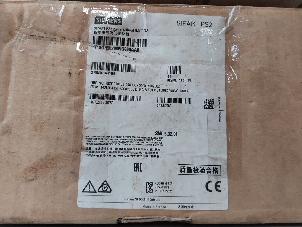 Siemens 6Dr5020-0Ng00-0Aa0 Sipart Ps2 I/P Positioner Process Control 5.02.01