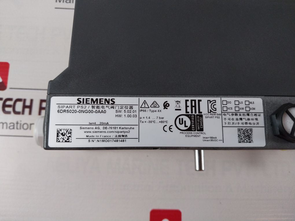 Siemens 6Dr5020-0Ng00-0Aa0 Sipart Ps2 I/P Positioner Process Control 5.02.01