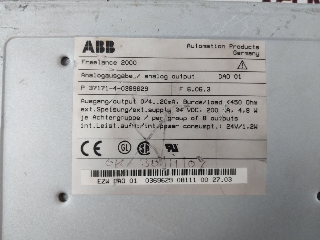 Abb Dao 01 Analog Output Module Freelance 2000