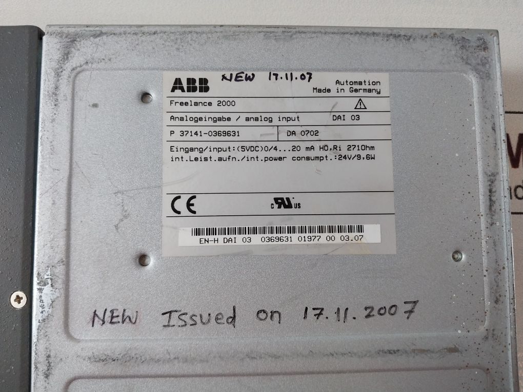 Abb Dai 03 Analog Input Freelance 2000,En-h Dai 03 0369631 01977 00 03.07