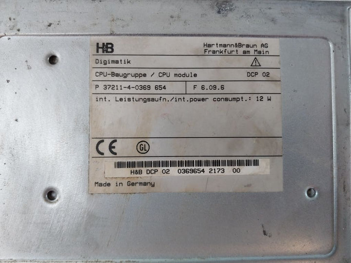 Hartmann & Braun Dcp 02 Cpu Module Dcp 02 0369654 2173 00