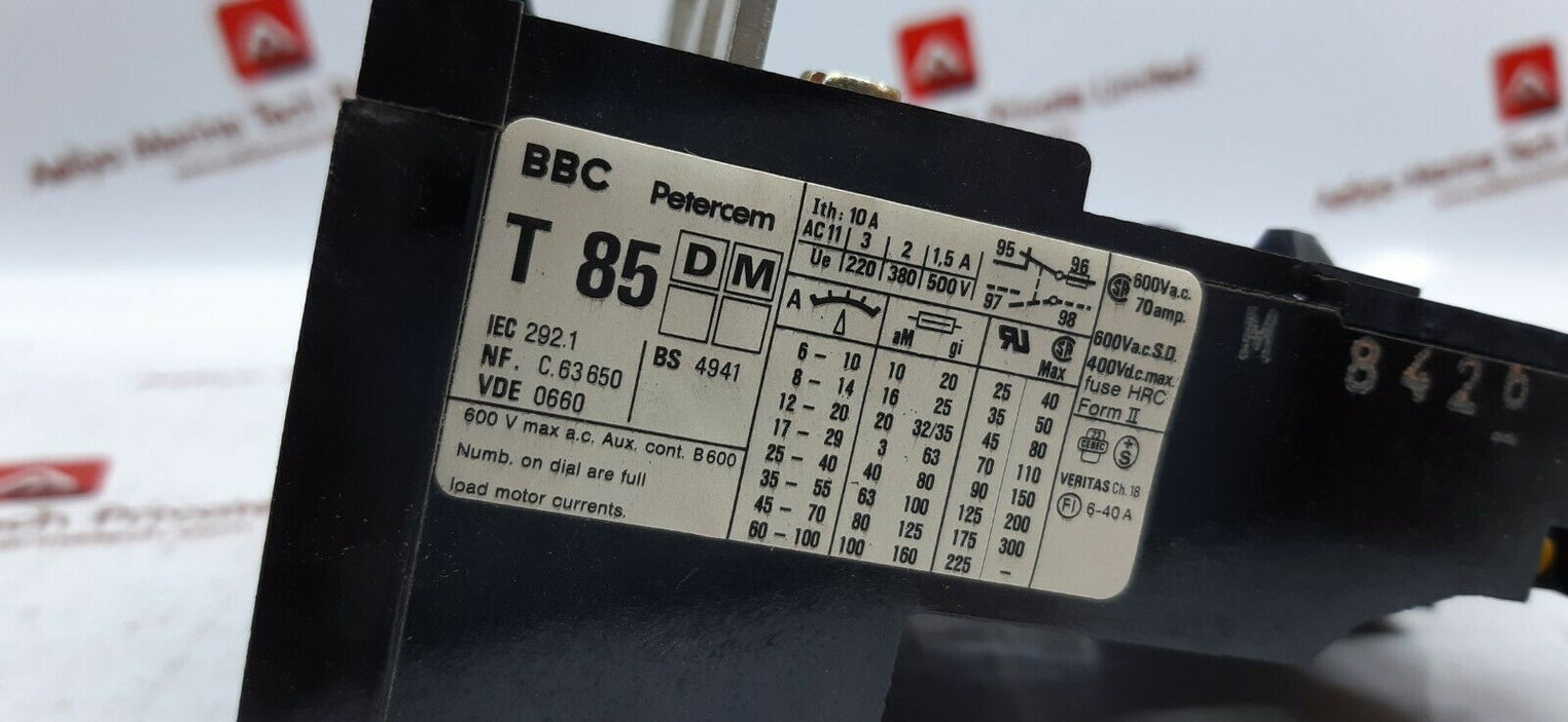 BBC petercem t 85 overload relay 600v max