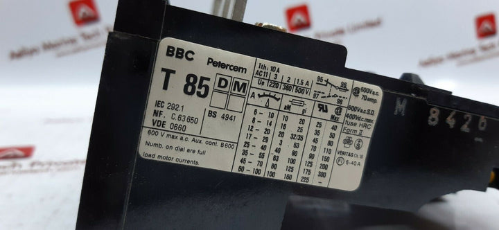 BBC petercem t 85 overload relay 600v max