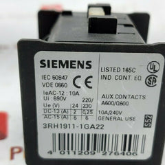 Siemens 3rh1911-1ga22 auxiliary contacts