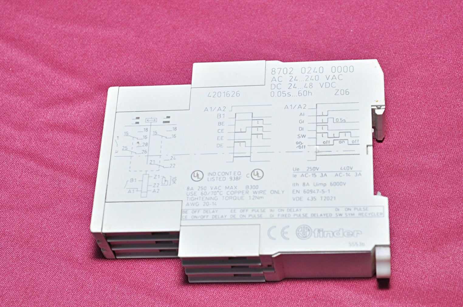 Finder 87.02 ac 24...240 vac timing relay 8702 0240 0000
