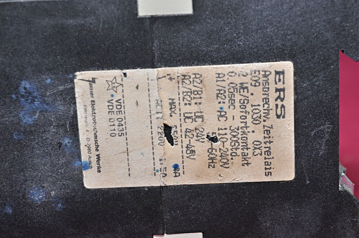 Janssen Ers e09.1030.0x3 timing relay 110-240v