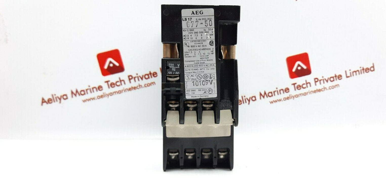 Aeg ls17 910-302 contactor 600vac 30a