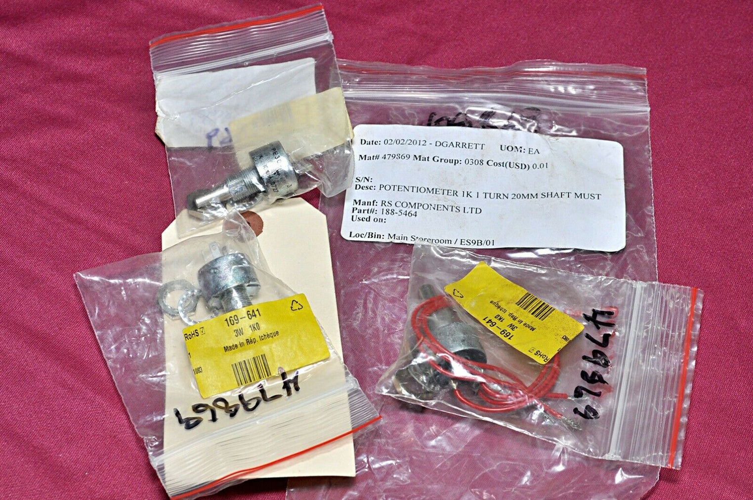 Rs components 169-641 potentiometer 3w 1k0