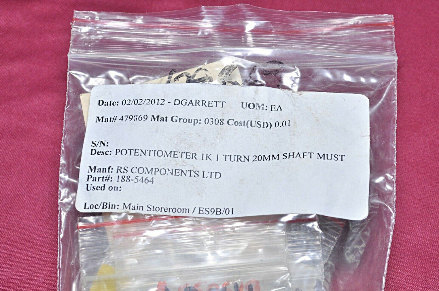 Rs components 169-641 potentiometer 3w 1k0