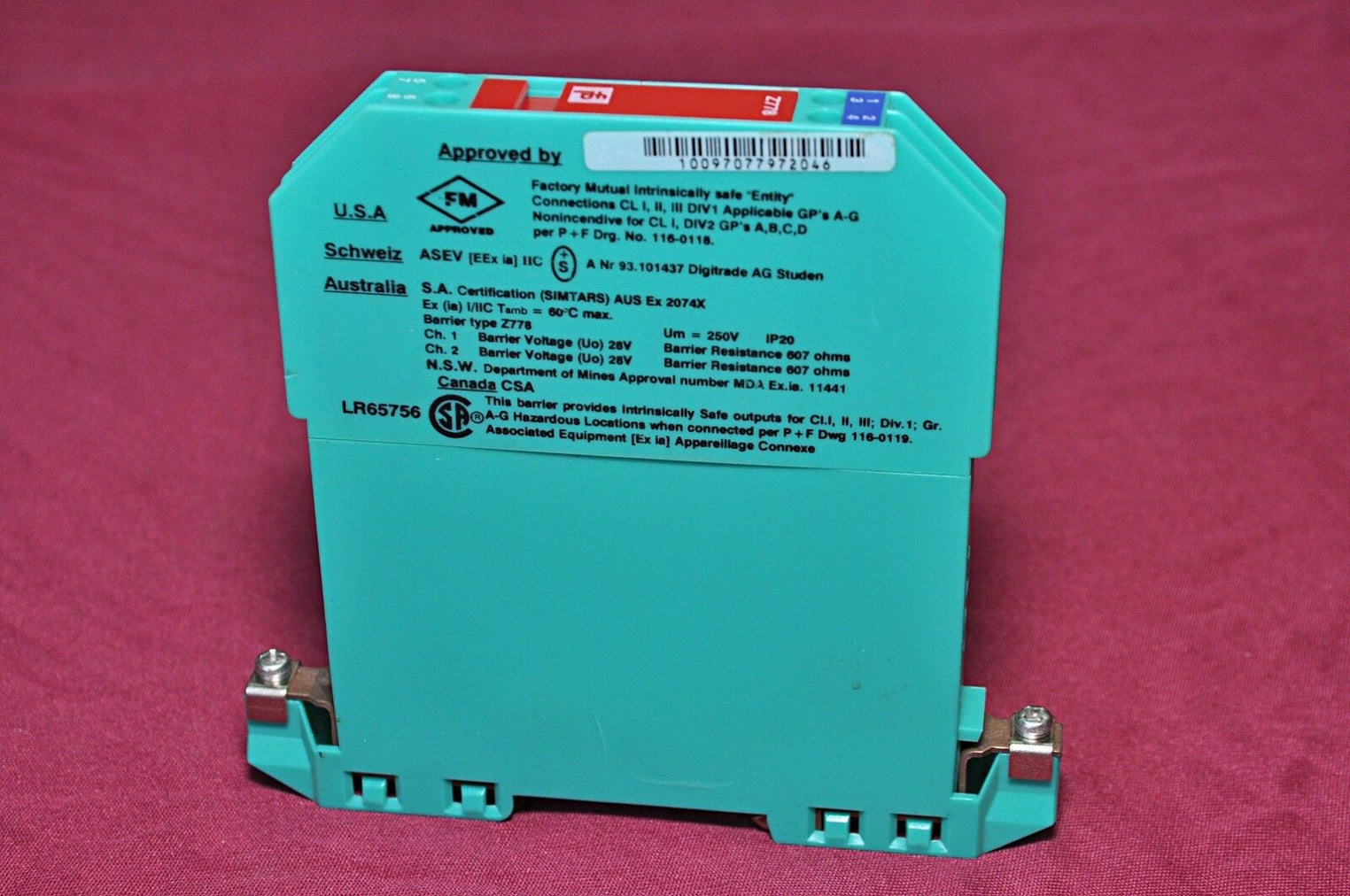 Pepperl+fuchs z-series z778 safe snap barrier 71804