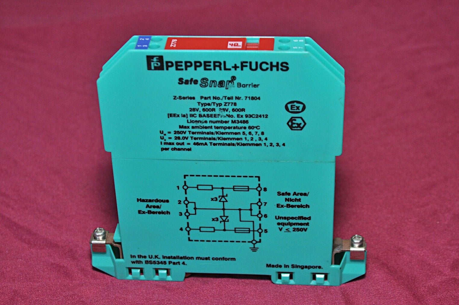 Pepperl+fuchs z-series z778 safe snap barrier 71804