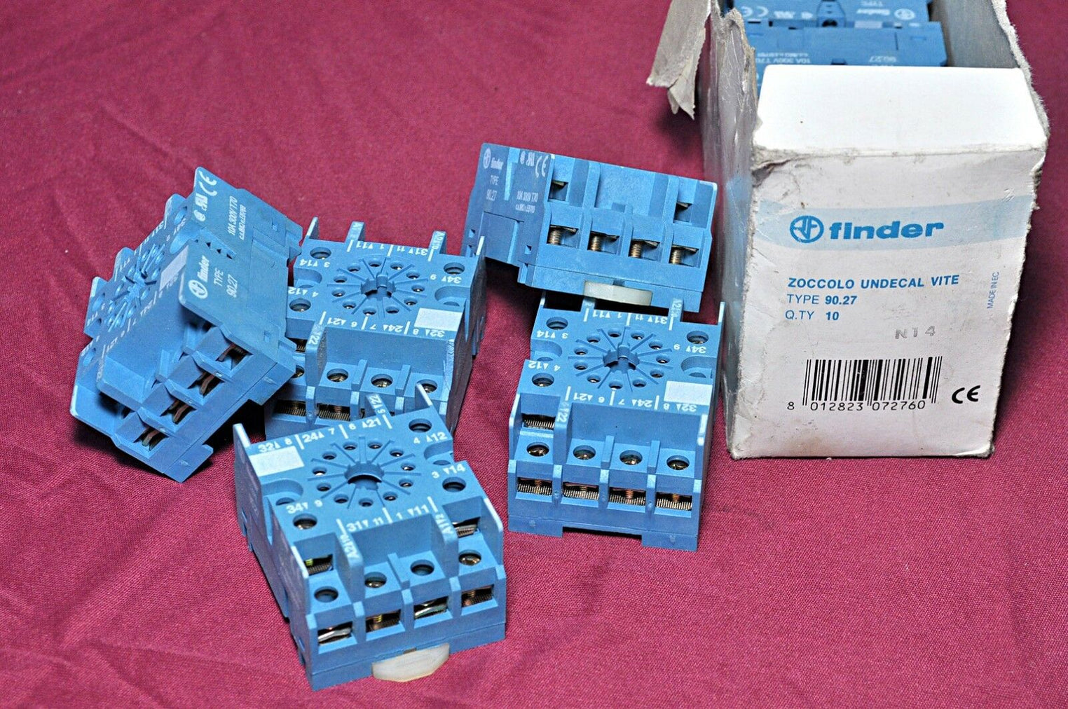 lot of 7x Finder 90.27 9027 relay socket 300v 10a 