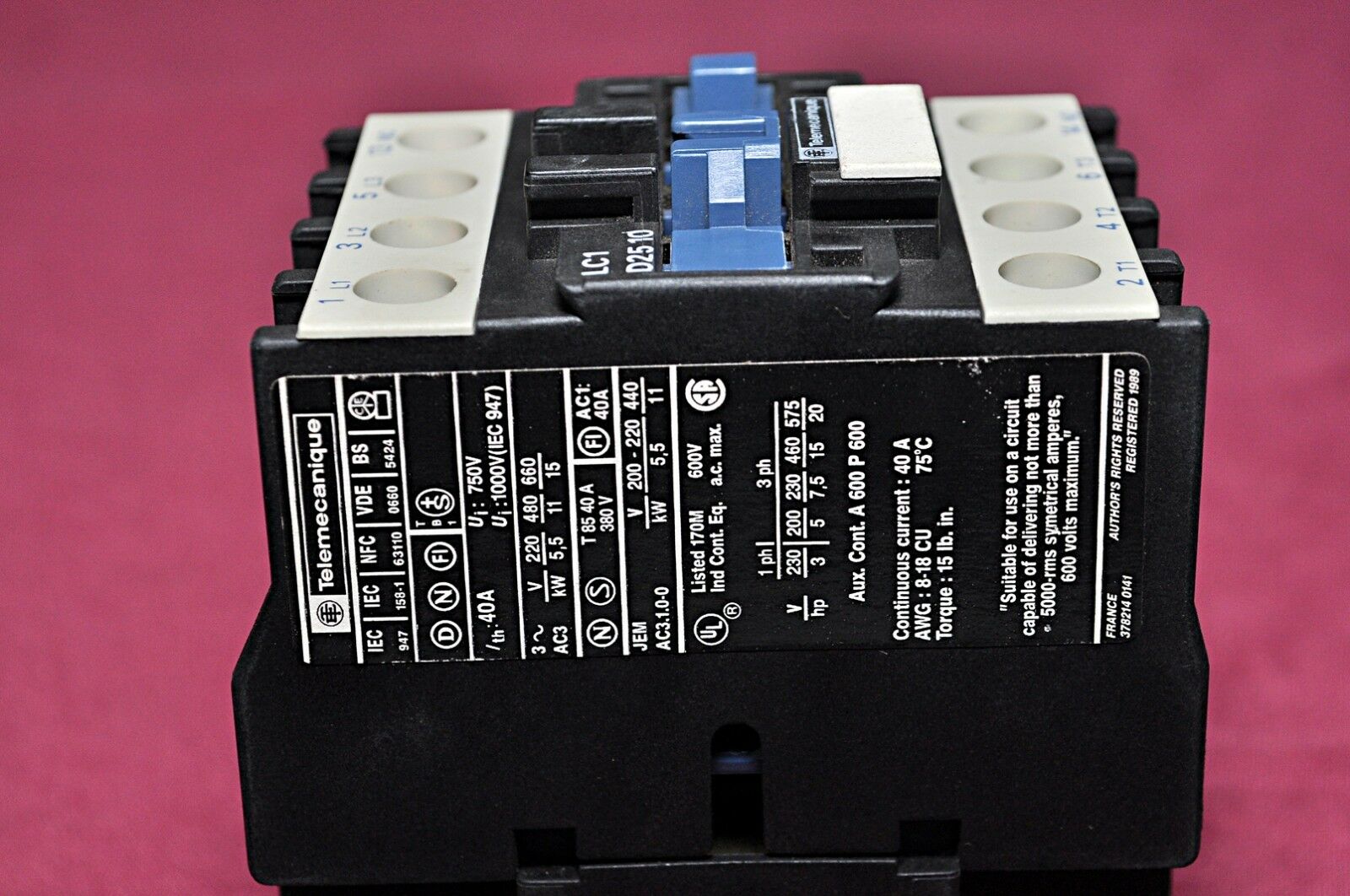 Telemecanique lc1 d2510m7 contactor