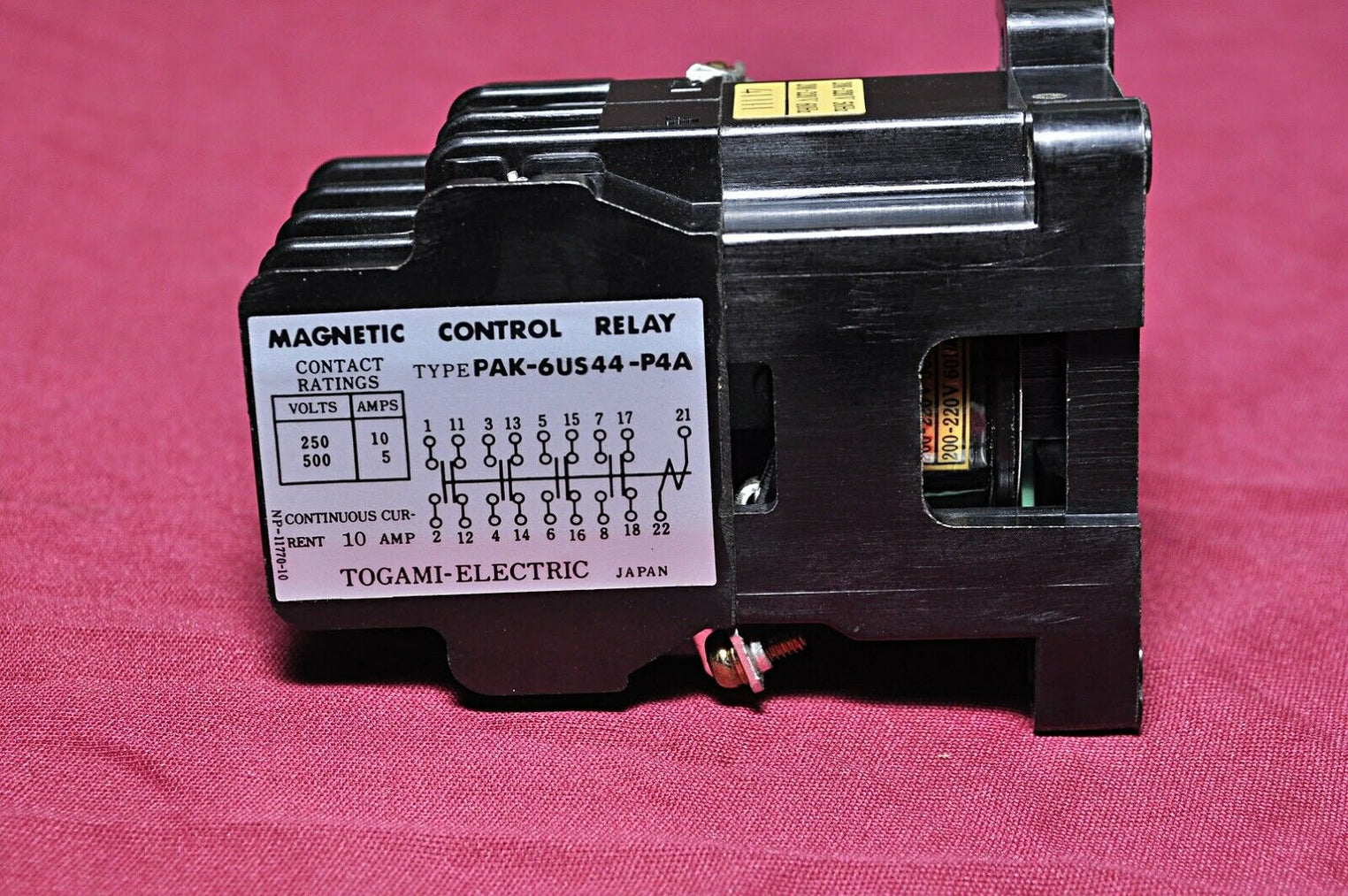 Togami pak-6us44-p4a magnetic control relay 5-10amp