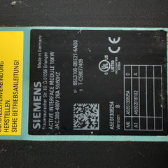 Siemens sinamics 6sl3100-0be21-6ab0 active interface module 16kw ver.B