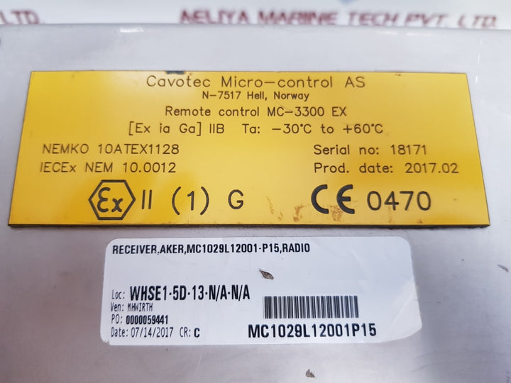 Cavotec remote control/bartec technor terminal box of remote control mc-3300 ex