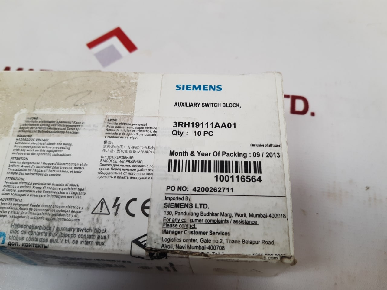 Siemens 3Rh1911-1Aa01 Auxiliary Switch Block 4200262711