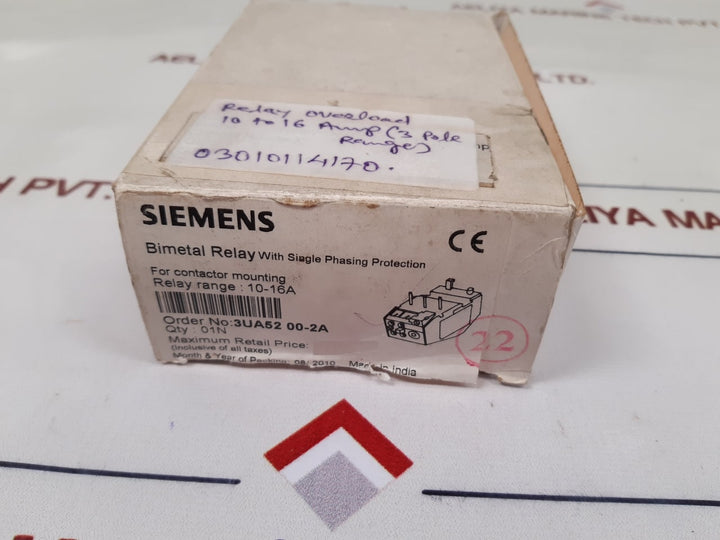Siemens 3Ua52 00-2A Overload Relay 10-16A New