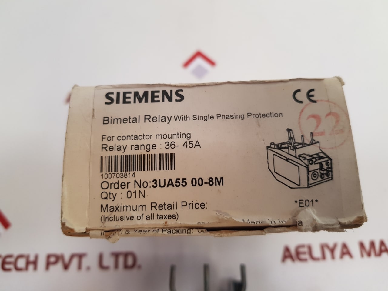 Siemens 3Ua55 00-8M Overload Relay 36-45A