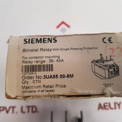 Siemens 3Ua55 00-8M Overload Relay 36-45A