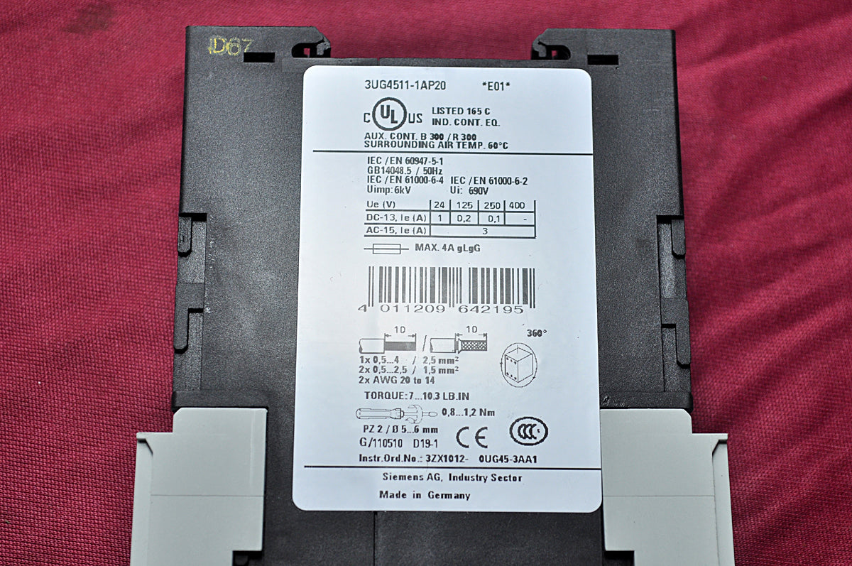 SIEMENS 3UG4511-1AP20 MONITORING RELAY