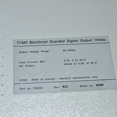 T7484 Monitored Guarded Digital Output Module 110Vac