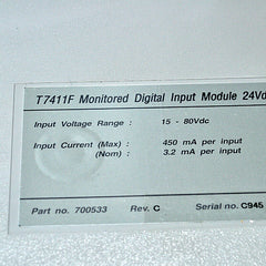 T7411F Monitored Digital Input Module 24Vdc