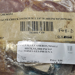 Nupro ss-4co2-1 check valve