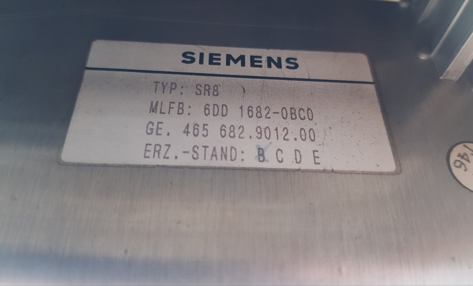 Siemens Ge.465 682.9012.00 Simadyn D Sr8 Plc Rack