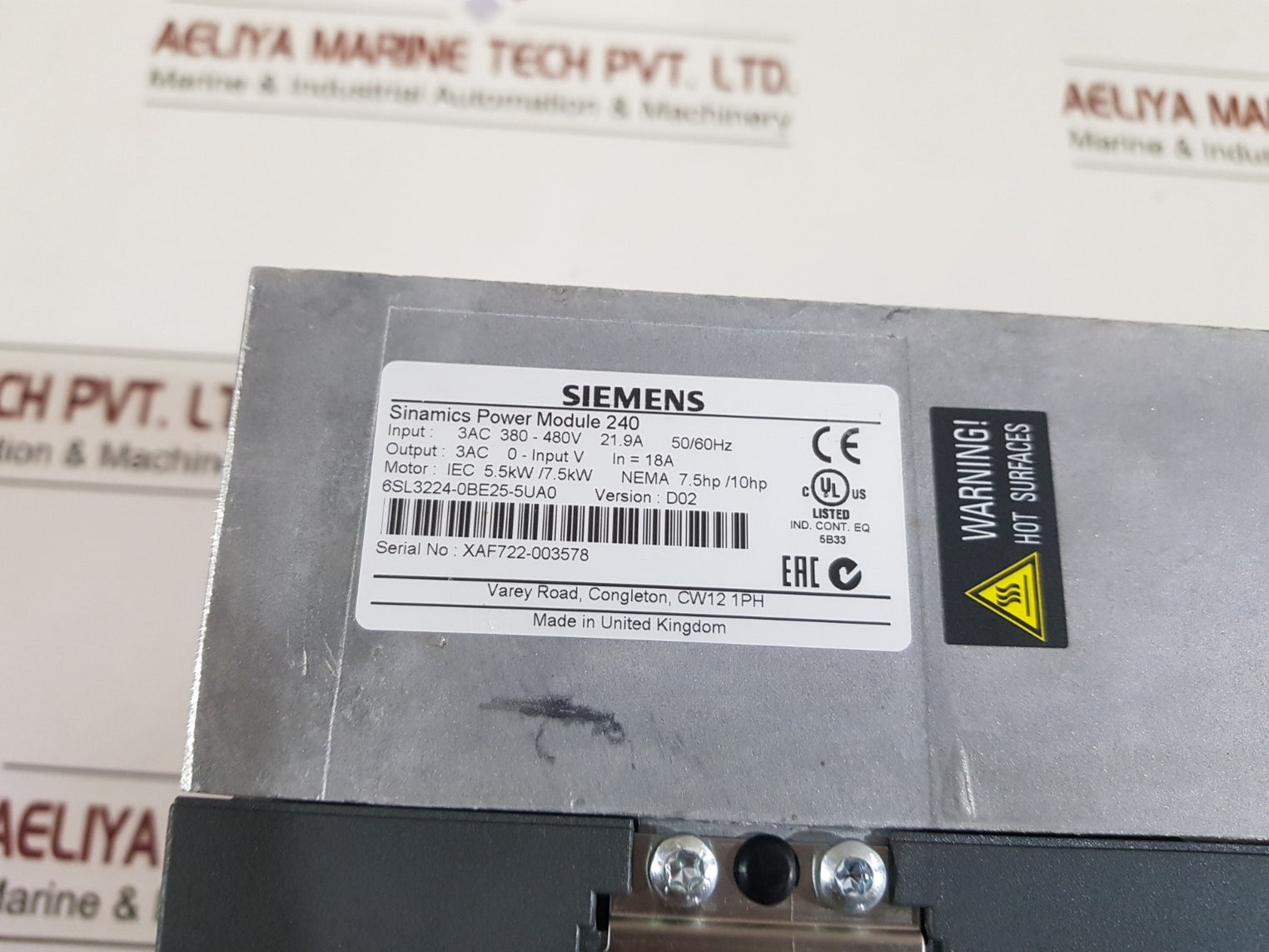Siemens 6Sl3224-0Be25-5Ua0 Sinamics Power Module 240
