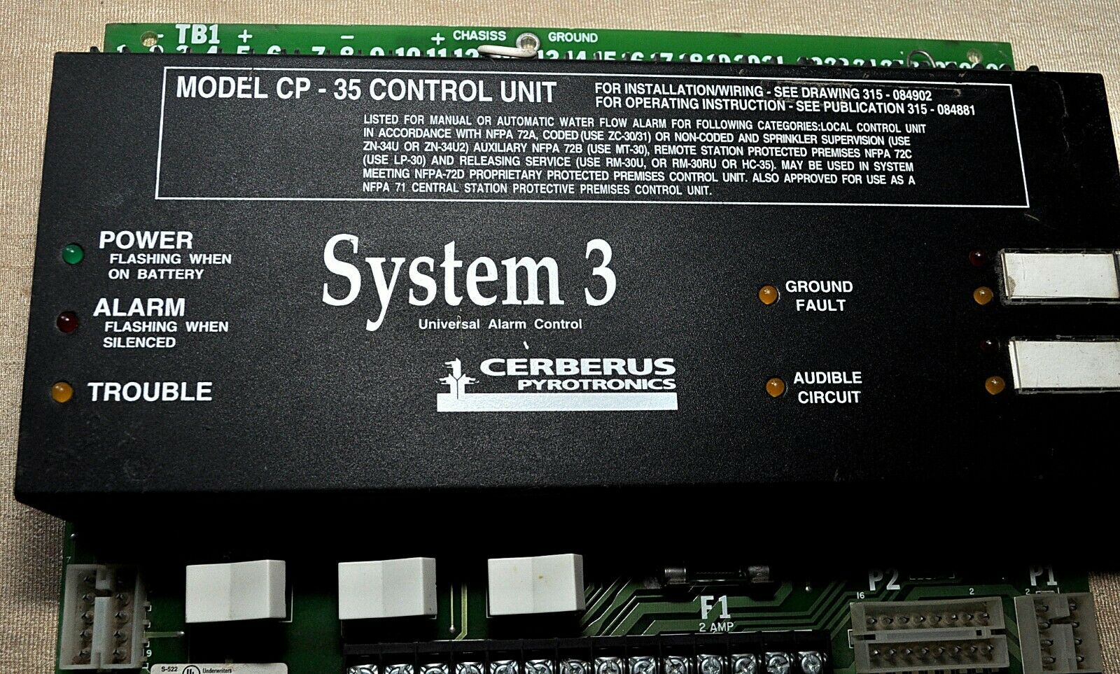Cerberus cp-35 system 3 universal alarm control