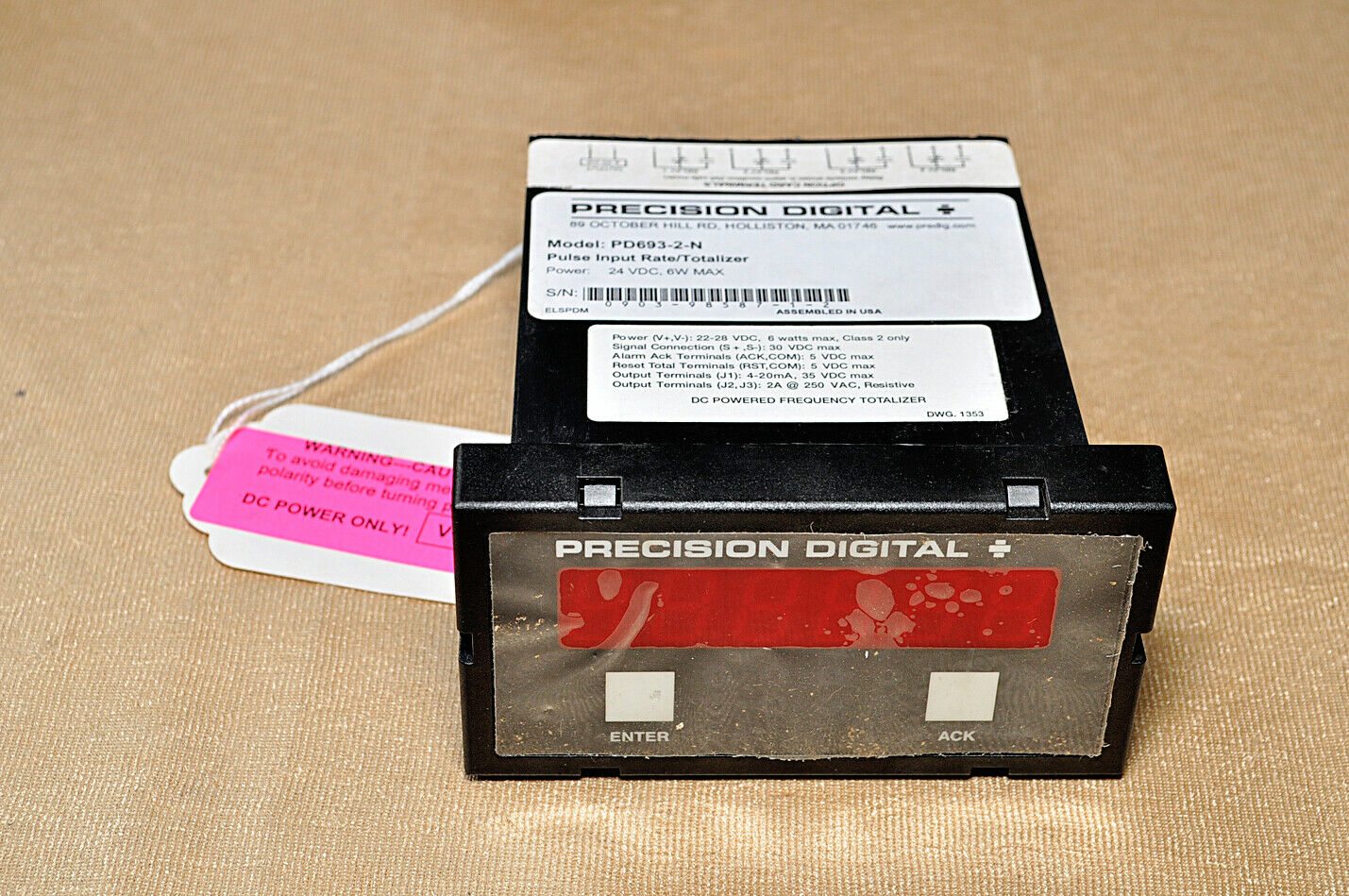 Precision digital pd693-2-n pulse input rate/totalizer