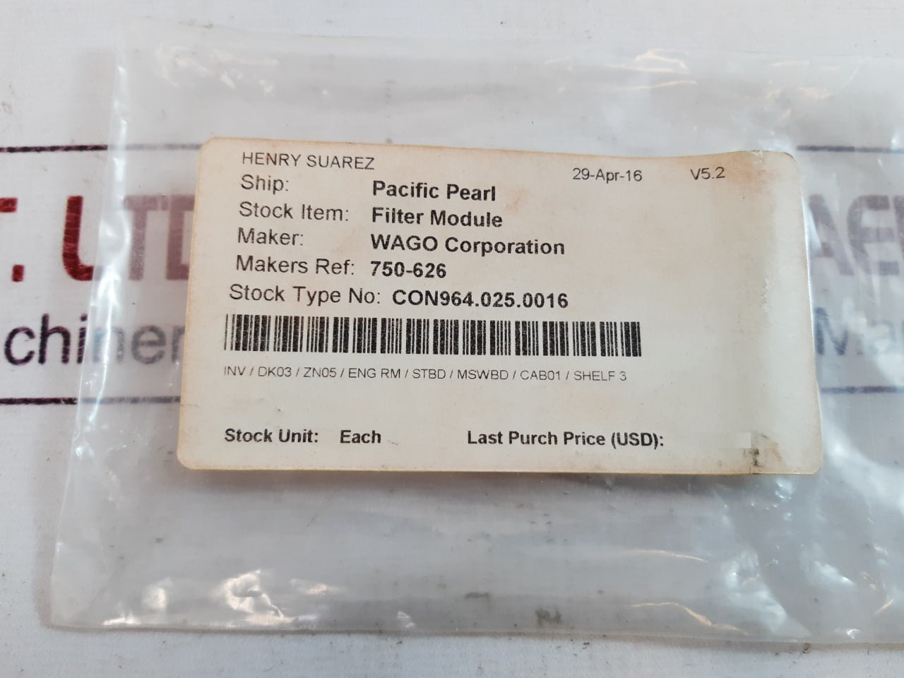 Wago 750-626  Power Supply Filter 27328