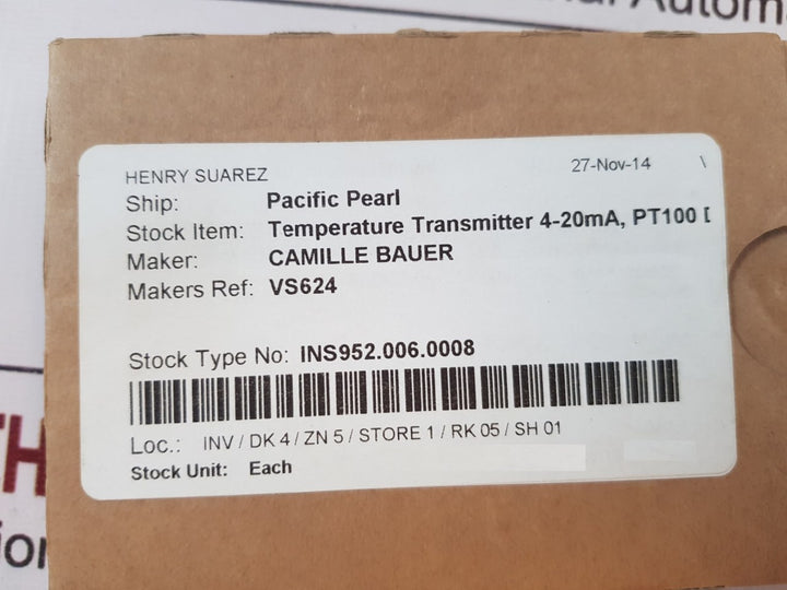 Camille bauer sineax v624 programmable temperature transmitter set