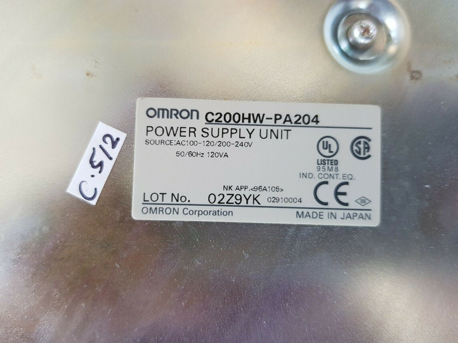 Omron c200hw-pa204 power supply unit 