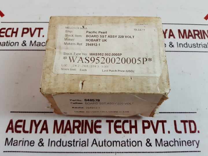 Hobart 294912-1 ,294905B Pc Board Sst Assy 220 Volt 648578