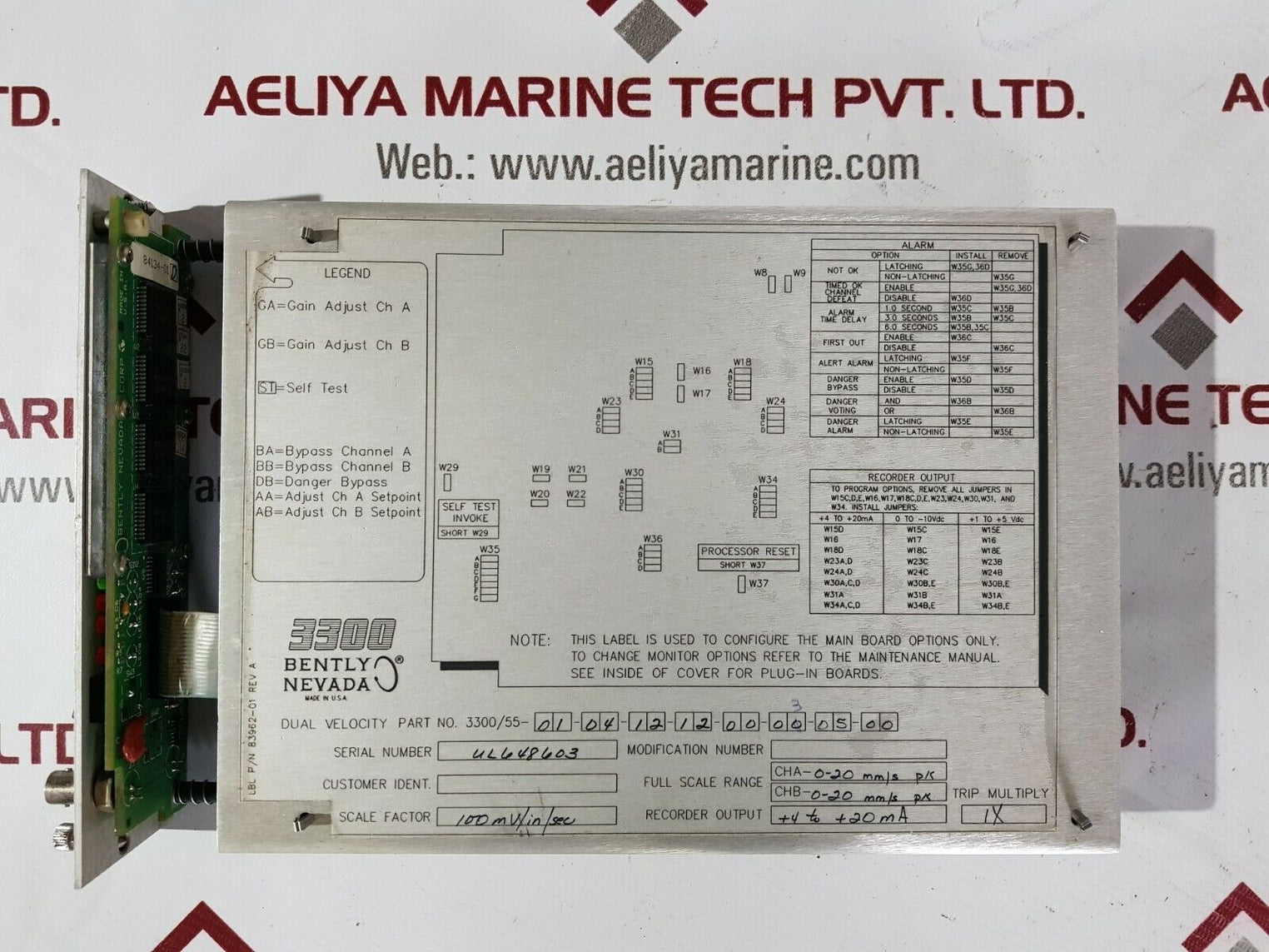 Bently nevada dual velocity monitor 3300/55-01-04-12-12-00-03-05-00