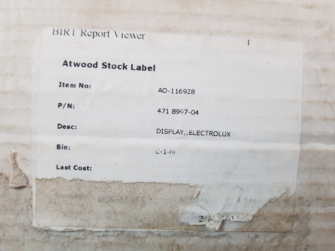 Electrolux/Lundinova 471 89 97-05 Display Card 471 8997-04