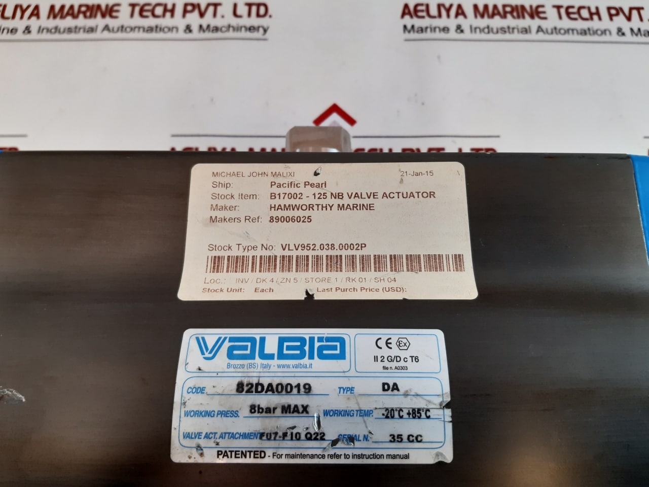 Valbia da pneumatic valve actuator 82da0019