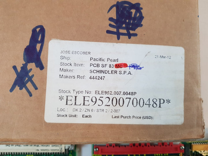 Schindler Sf83 Mc Elevator Control Board 444 247