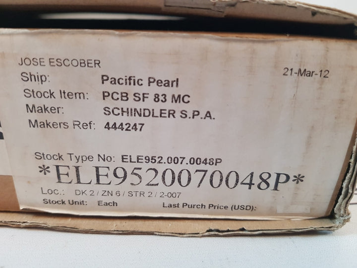 Schindler Sf83 Mc Elevator Control Board 444 247