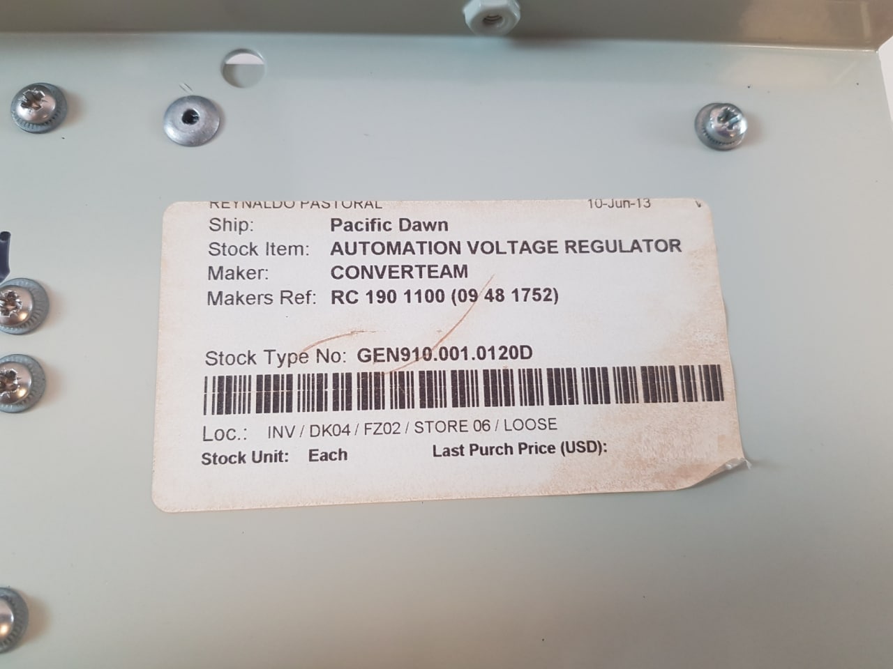 A-c-e-o Converteam 15074/1100 Automation Voltage Regulator